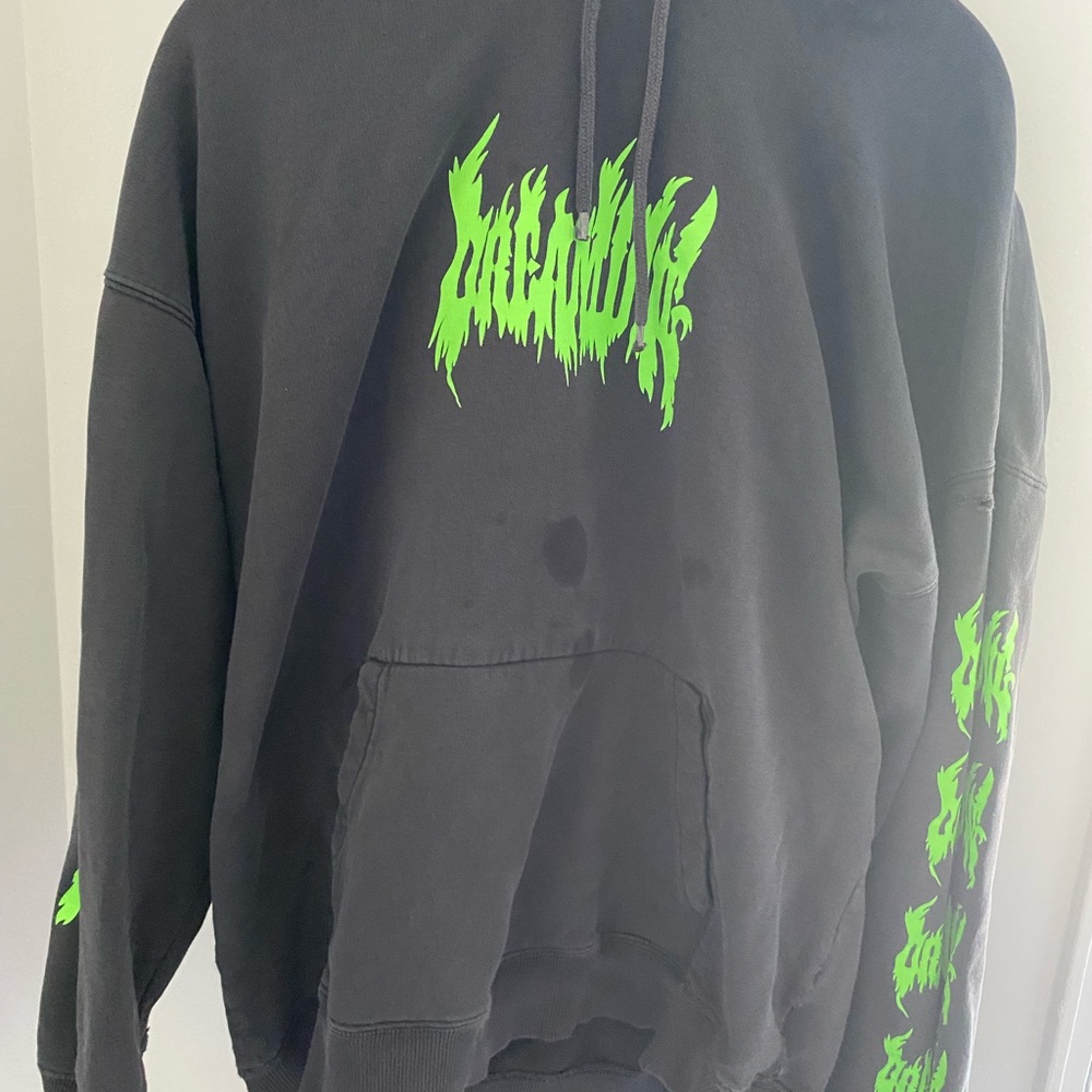 Black Hoodie with Neon Green Graphic